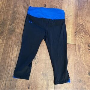 Under Armour women crop compression leggings tights medium black blue